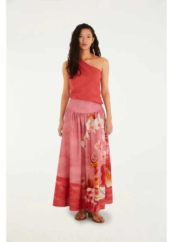Saia Estampada Afrodite Rosa Jambo