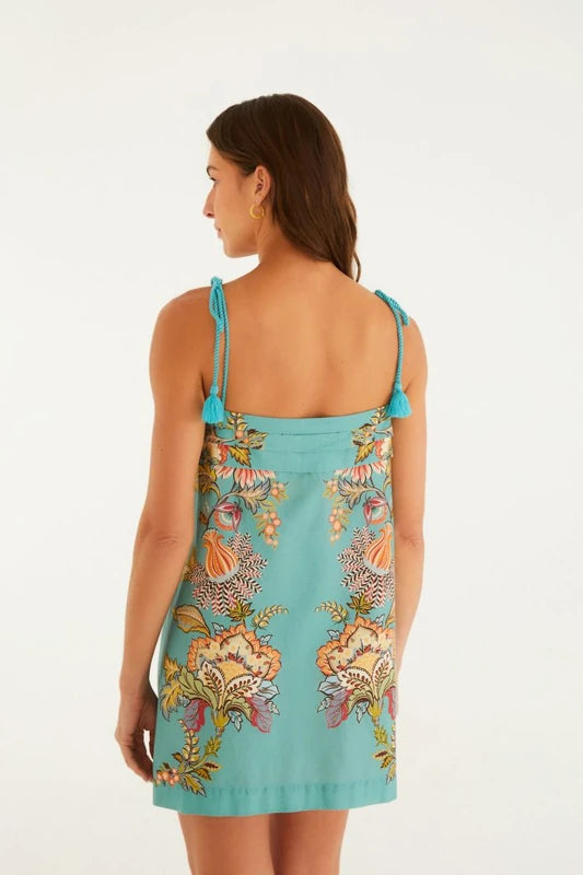 Vestido Curto Estampado Cascata Floral