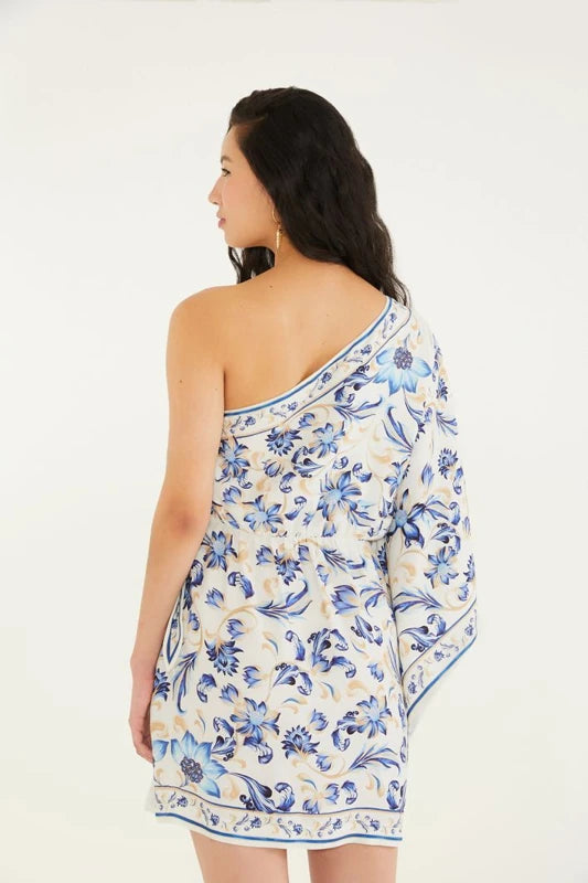Vestido Ombro Só Estampado Azulejaria