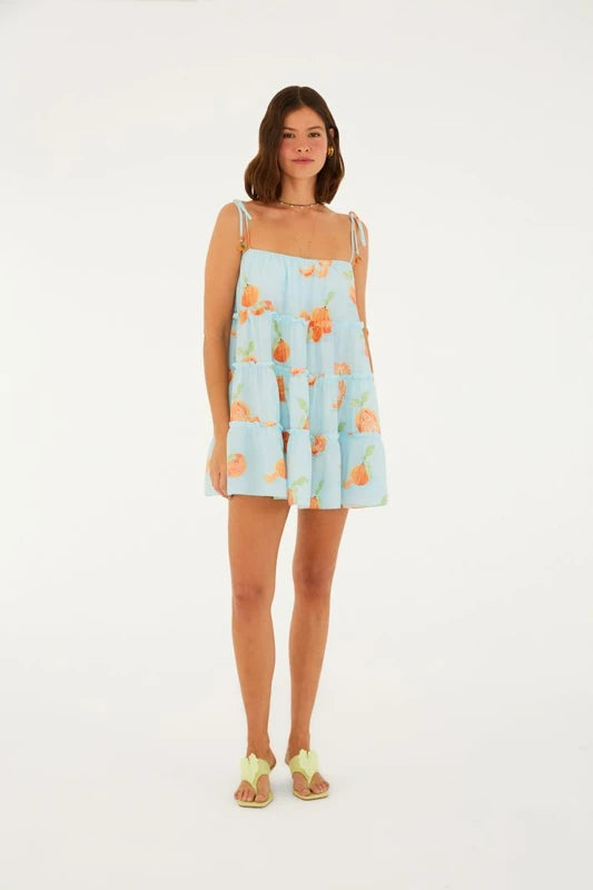 Vestido Curto Estampado Tangerina