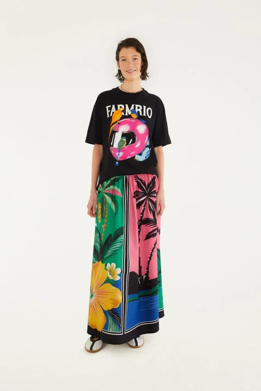 Saia Estampada Oásis Lenço