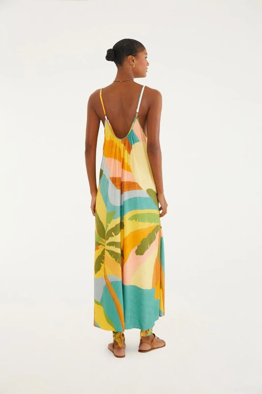 Vestido Longo Estampado Paisagem Carioca