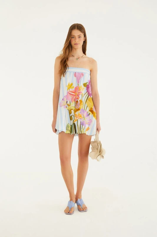 Vestido Curto Balonê Estampado Jardim Floralice