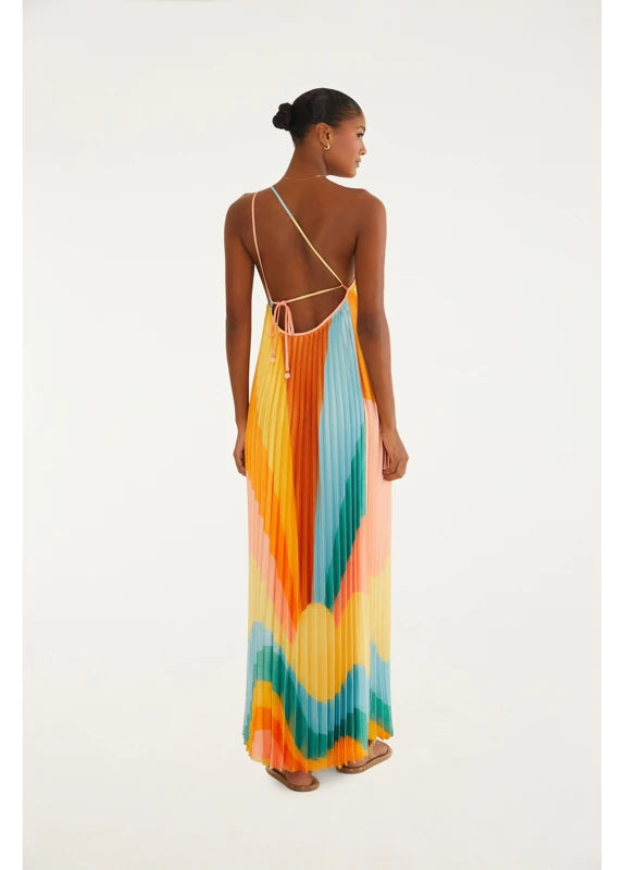 Vestido Plissado Paisagem Carioca