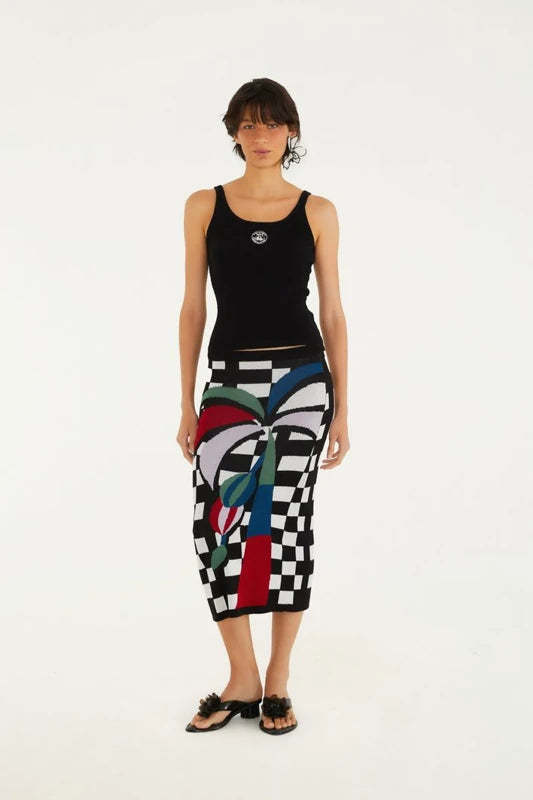 Vestido Saia Jacquard Onda Tropical
