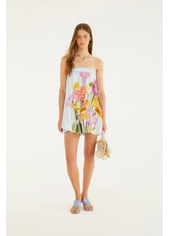 Vestido Curto Balonê Estampado Jardim Floralice