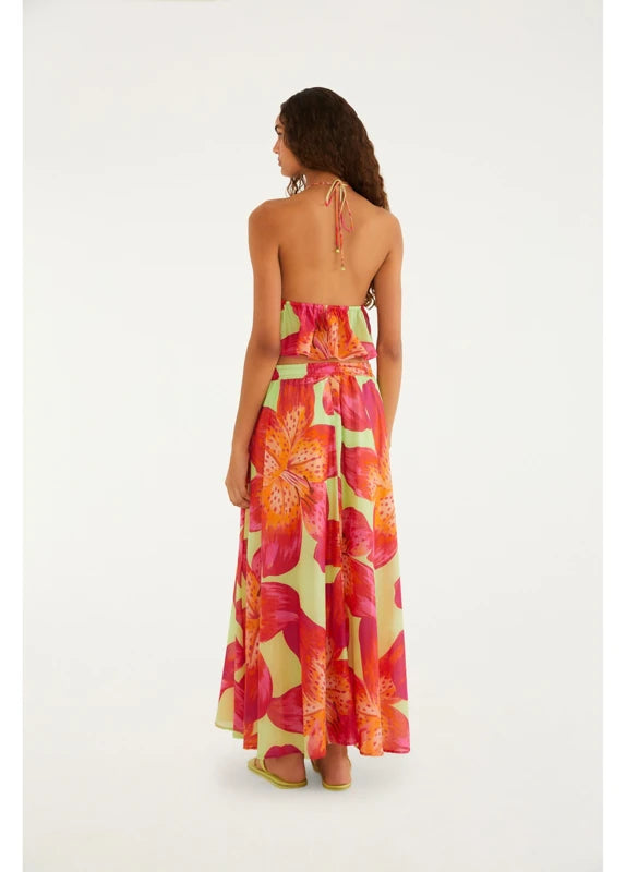 Saia Estampada Lírio Tropical