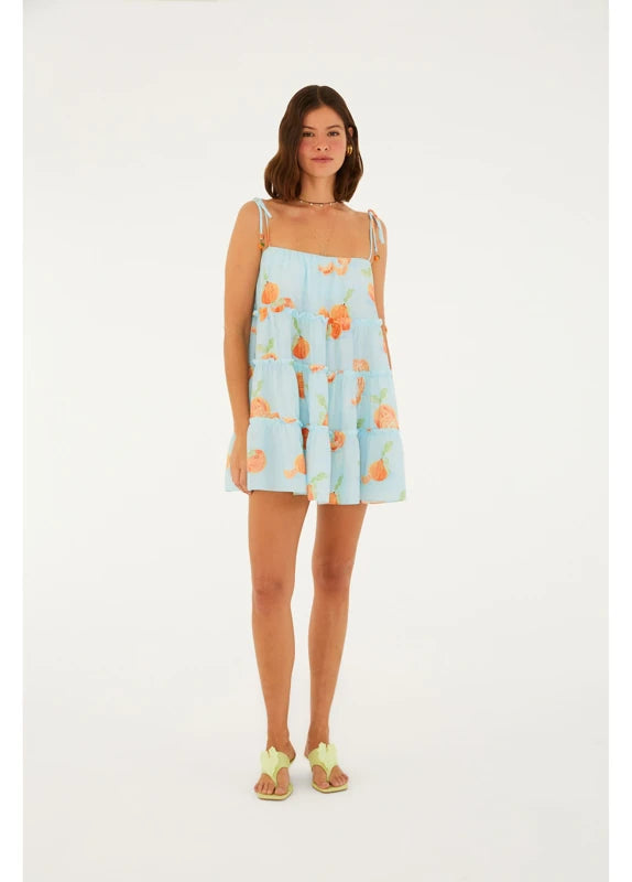 Vestido Curto Estampado Tangerina