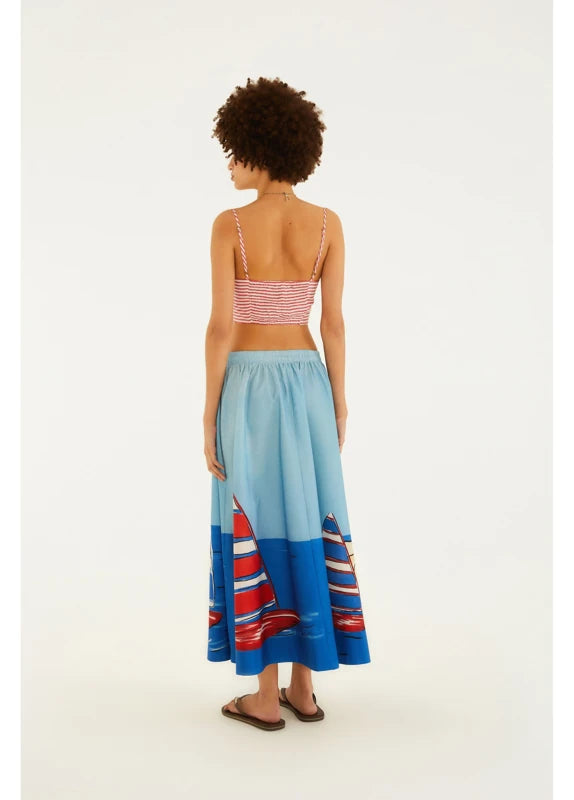 Saia Evasê Estampada Diário De Verão