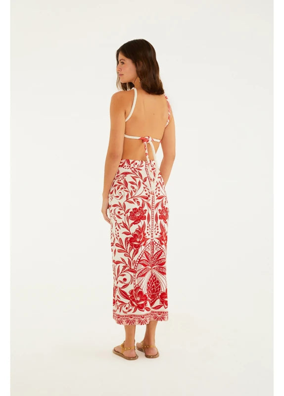 Vestido Midi Estampado Coqueiro De Flor