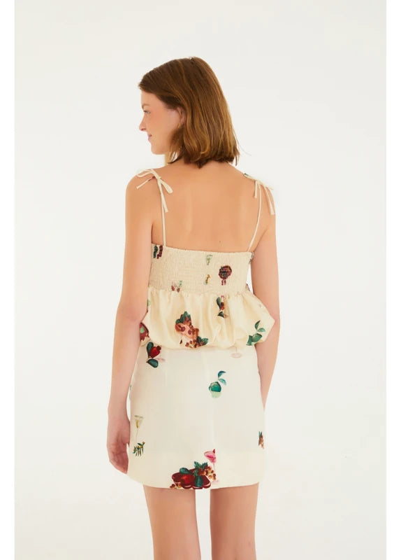 Saia Curta Estampada Coquetel Tropical