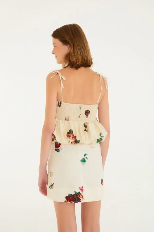 Saia Curta Estampada Coquetel Tropical