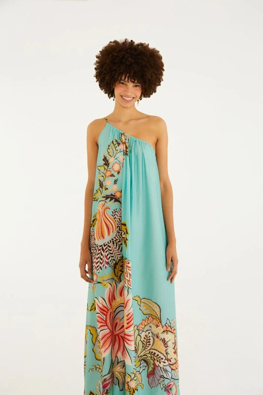 Vestido Longo Estampado Cascata Floral