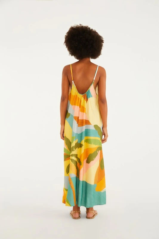 Vestido Longo Estampado Paisagem Carioca