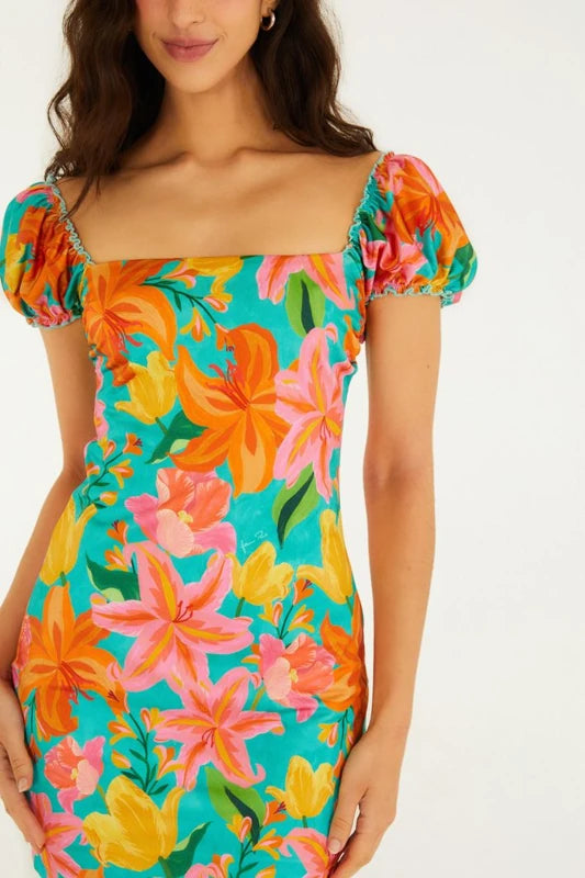 Vestido Curto Estampado Amor De Flor